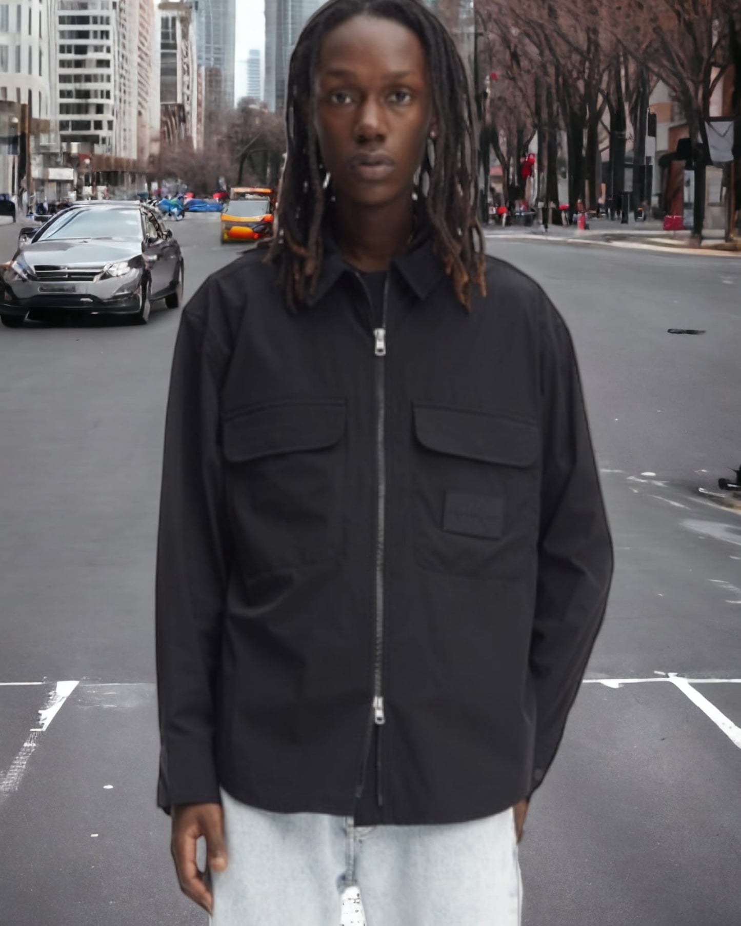Giacca-Camicia Con Zip Integrale Oversize 3513