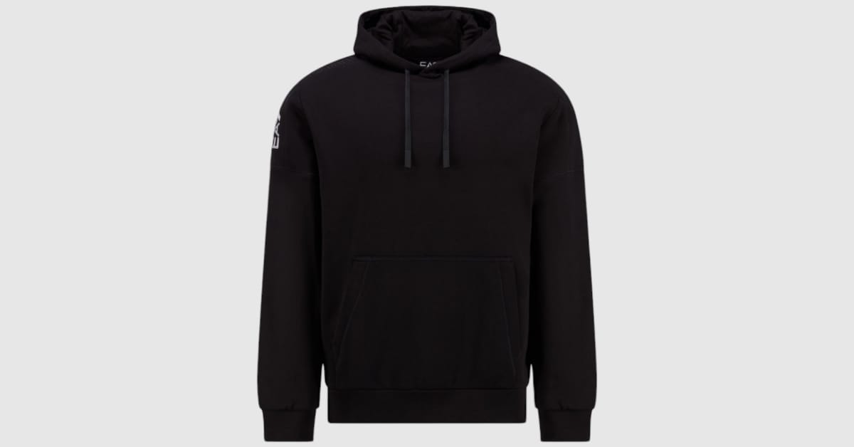 Felpa EA7 chiusa con cappuccio e logo sulla spalla 6DPM18