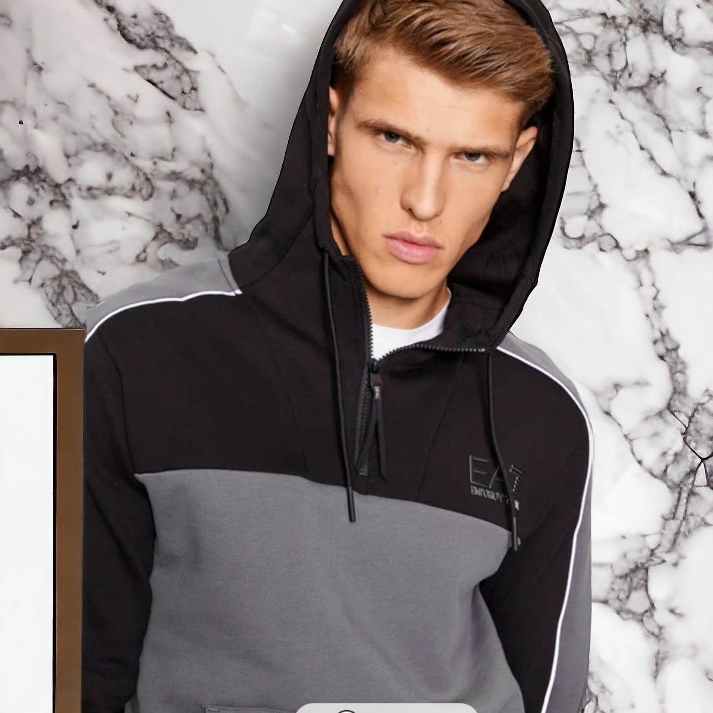 Felpa EA7 con cappuccio Athletic Colour Block in misto cotone 6RPM30