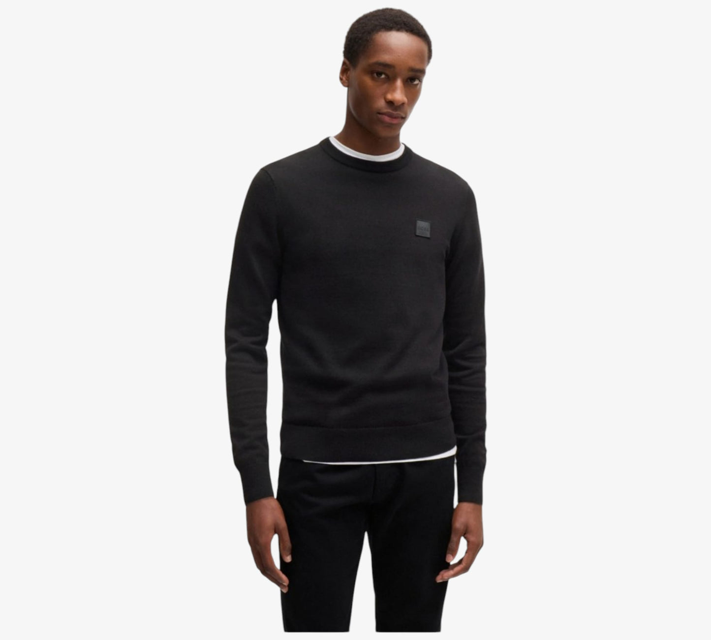 Pullover HUGO BOSS girocollo in cotone e cashmere con logo 50471343