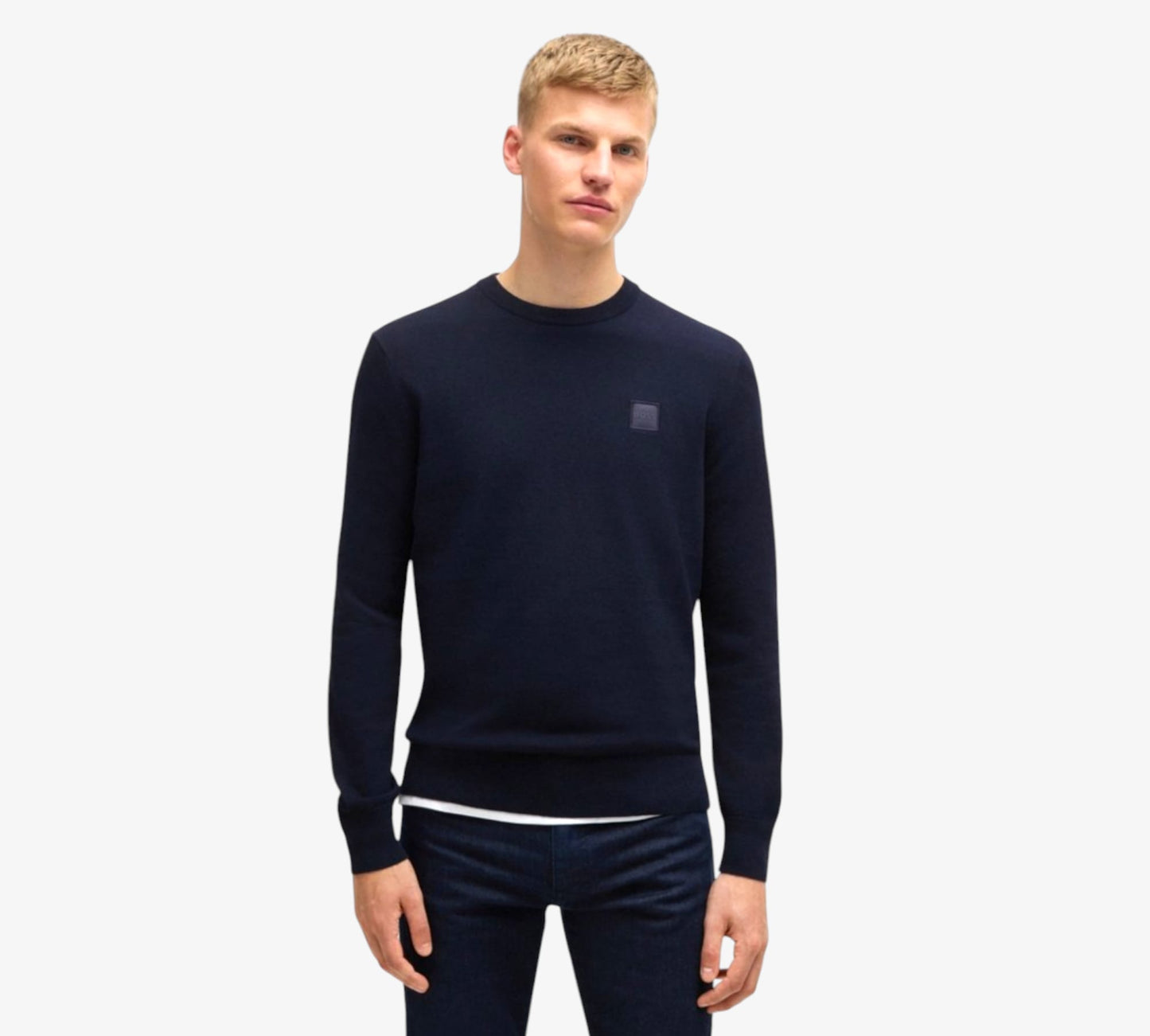 Pullover HUGO BOSS girocollo in cotone e cashmere con logo 50471343