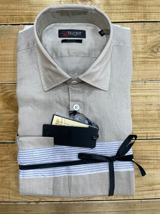 Camicia Buger in Lino Beige 46024
