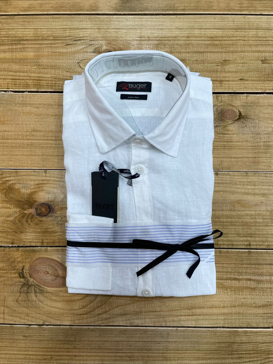 Camicia Buger in Lino Bianca 46024