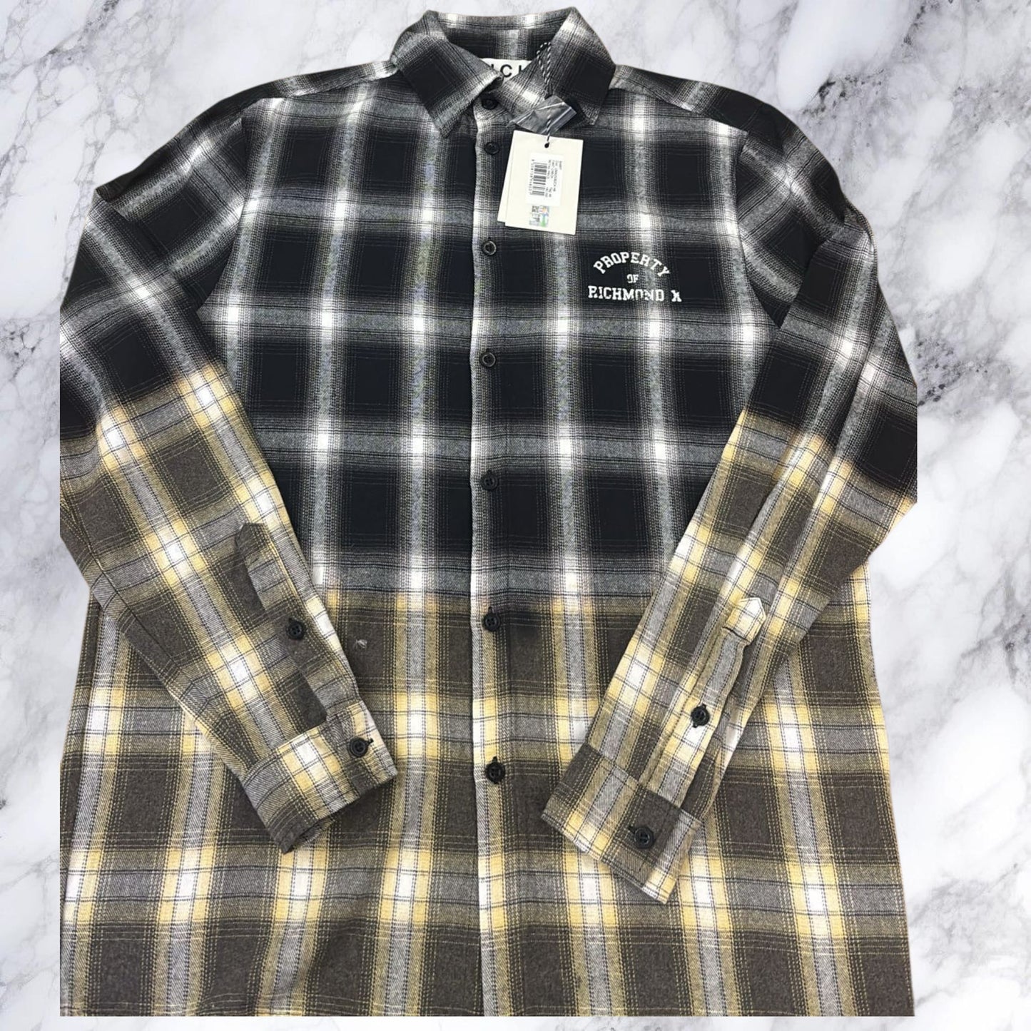 Camicia Richmond X in flanella con borchie UMA25082